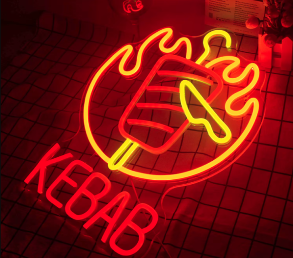 Kebab LED Leucht reklame Acryl handgemachte LED Licht Neon für Schaufenster Store Display Bier Bar Nachtclub Party Wand dekor Licht - Image 3